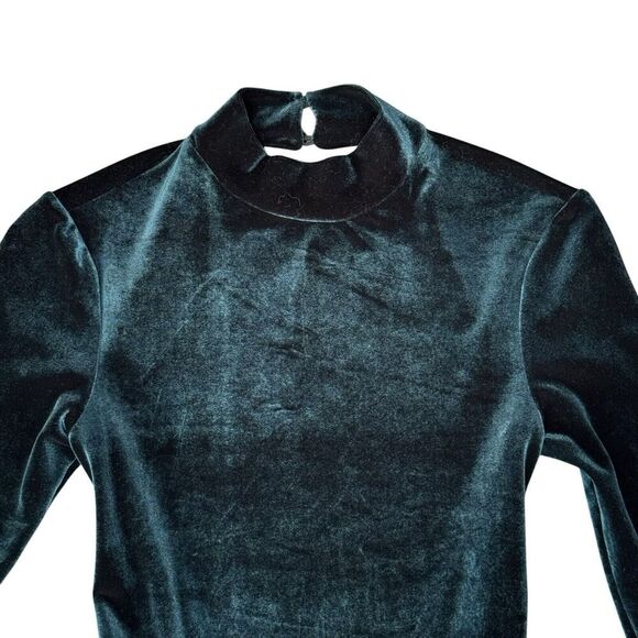 American Apparel 90s Green Velvet Open Back Skater Dress XS Witchy Fairy Goth - Picture 3 of 10